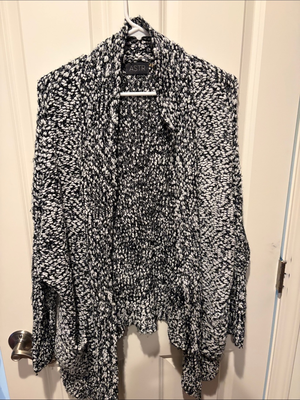 ASTR Black & White Marled Open-Front Cardigan
